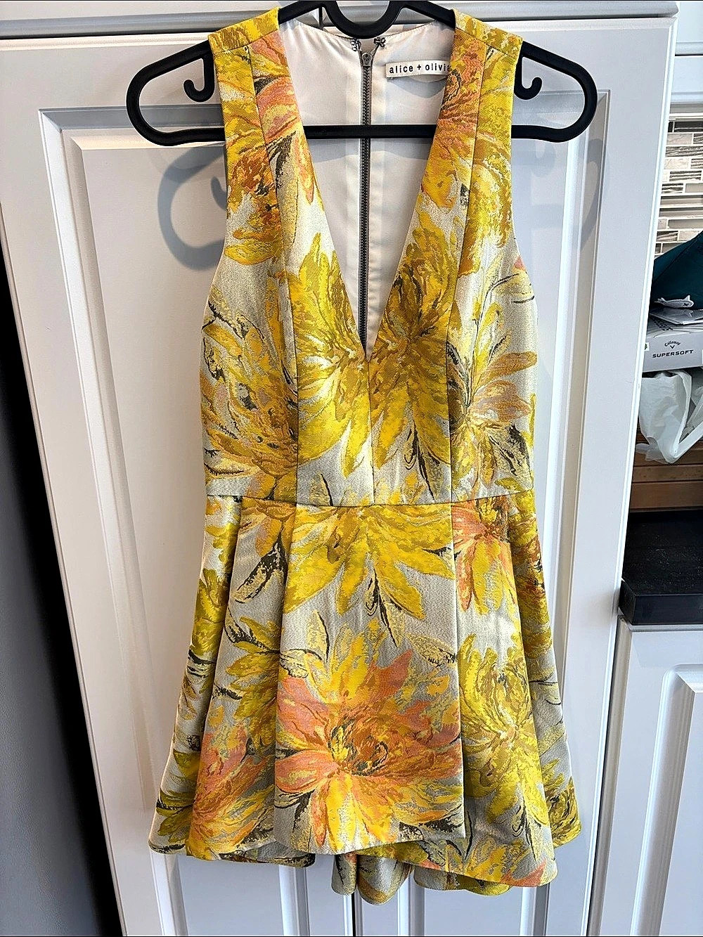 Alice + Olivia Floral Mini Dress in Yellow & Orange